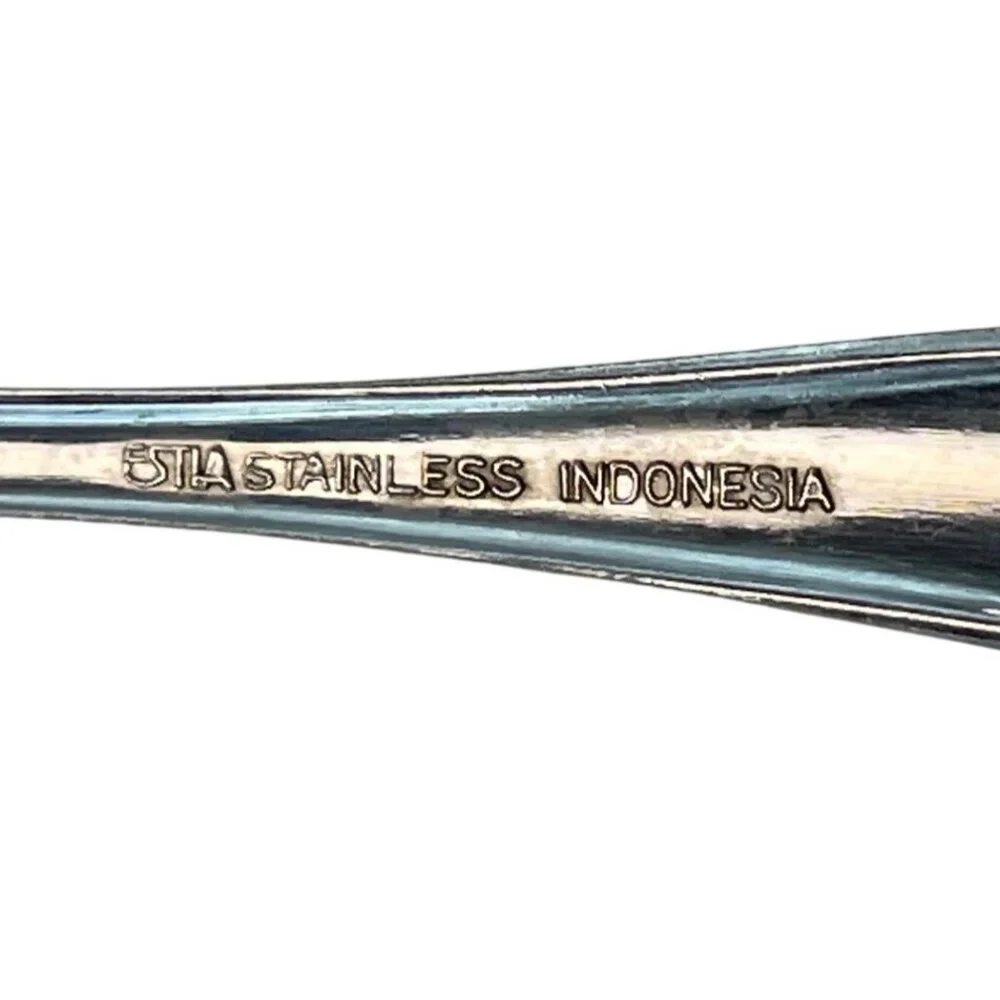 Vintage Floral Stainless Steel Spoon 18/8 Estia Indonesia B2